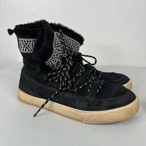 Toms Black Lace Up Winter Shoes‎ Size 9.5
